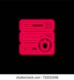 Server red glowing neon ui ux icon. Glowing sign logo vector