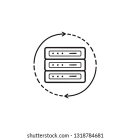 Icono de doodle dibujado a mano para recargar el servidor. Actualizar la base de datos, la administración del servidor y el concepto de administración. Ilustración vectorial para impresión, web, móvil e infografía sobre fondo blanco.