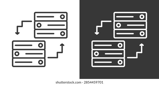 Server Replica Icon Set Vector Collection Isolated In Black And White