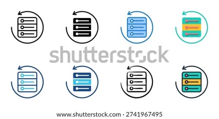 Server Restoration icons set multiple style collection. Editable stroke 
