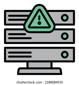 Vector de esquema de icono de riesgo del servidor. Virus informático. Protección contra delitos