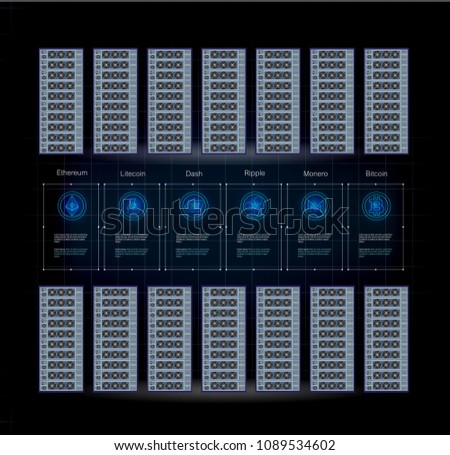 Server Room Block Chain Texhnology Crypto Stock Vector Royalty Free - 