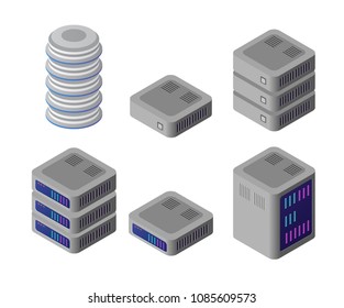 The server room data digital system concept for cloud processing and network datacenter computer. Security center communication equipment. Vector isometric illustration ultraviolet abstract background