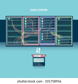 Server Room. Flat Design.