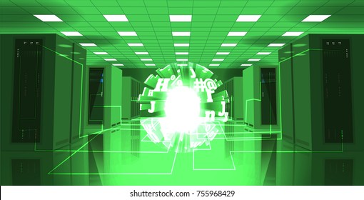 Server room illustration. Artificial intelligence.
