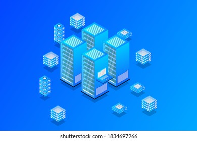 Server Room Isometric Cloud Storage Data Stock Vector (Royalty Free ...