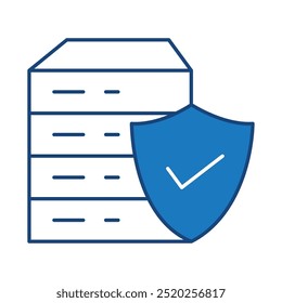 Server Security Blue Editable Stroke Icons. Cyber Security Technology, Phishing, Hacking, Cyber Crime, Security, Trojan, Device Protection, Privacy Vector Illustration.