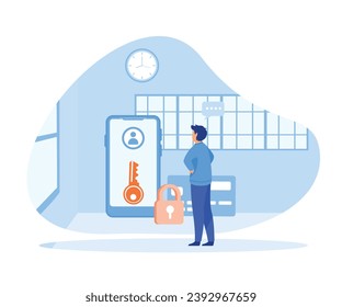  Server Security and Data Protection Concept. flat vector modern illustration
