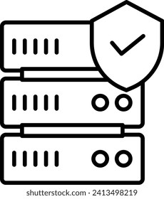 Server Security Outline vector illustration icon