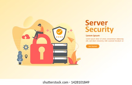 Server Security system concept, cloud technology, secure data, Suitable for web landing page, ui, mobile app, banner template. Vector Illustration
