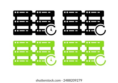 Server Set Icons. Flat and Silhouette styles. Vector icons.