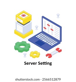 Server Setting isometric Colored illustration. EPS File stock illustration