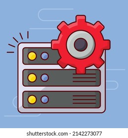 configuración de servidor Ilustración vectorial en un fondo transparente.Símbolos de calidad premium. icono plano de línea vectorial para el concepto y el diseño gráfico.