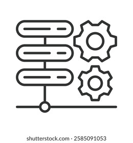 Server settings icon in line design. Server, settings, configuration, hosting, network, database, cloud on white background vector. Server settings editable stroke icon