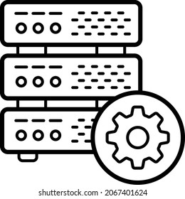 Server Setup and Management Concept, remote administration Vector Icon Design, Big data Symbol, Business intelligence Sign,Web hosting and Data Center Stock Illustration