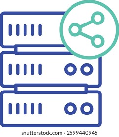 Server Share outline dual color vector illustration icon design