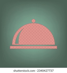 Server sign illustration. Apricot Icon with Brick Red parquet floor graphic pattern on a Ebony background. Feldgrau. Green. Illustration.