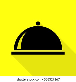 Server sign illustration. Black icon with flat style shadow path on yellow background.