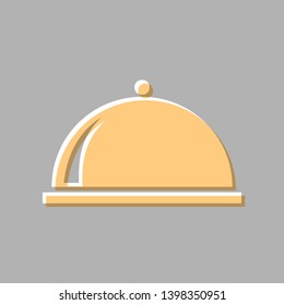 Server sign illustration. Emboss effect with light orange icon on gray background.