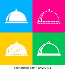 Server sign illustration. Four styles of icon on four color squares.