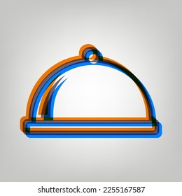Server sign illustration. Stroked Icon in orange, azure and old lavender Colors at gray Background. Illustration.