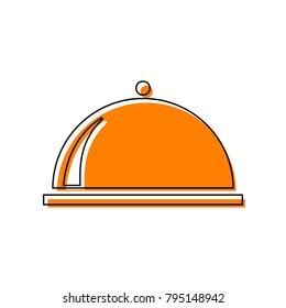 Server sign illustration. Vector. Black line icon with shifted flat orange filled icon on white background. Isolated.
