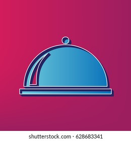 Server sign illustration. Vector. Blue 3d printed icon on magenta background.