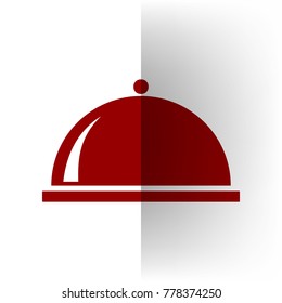 Server sign illustration. Vector. Bordo icon on white bending paper background.