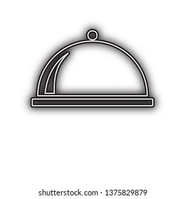 Server sign illustration. Vector. Double contour black icon with soft shadow at white background. Isolated.