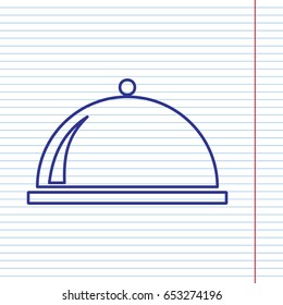 Server sign illustration. Vector. Navy line icon on notebook paper as background with red line for field.