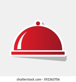 Server sign illustration. Vector. New year reddish icon with outside stroke and gray shadow on light gray background.