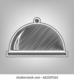 Server sign illustration. Vector. Pencil sketch imitation. Dark gray scribble icon with dark gray outer contour at gray background.