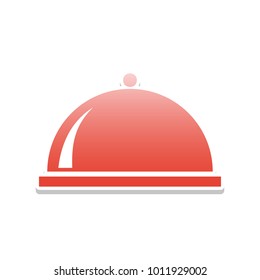Server sign illustration. Vector. Reddish icon with white and gray shadow on white background. Isolated.