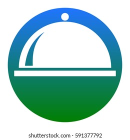 Server sign illustration. Vector. White icon in bluish circle on white background. Isolated.