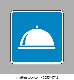 Server sign illustration. White icon on blue sign as background.