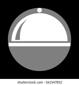 Server sign illustration. White icon in gray circle at black background. Circumscribed circle. Circumcircle.