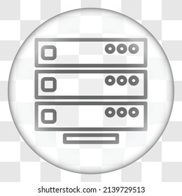 Server simple icon vector. Flat design. Glass button on transparent grid.ai
