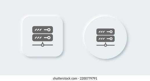 Server solid icon in neomorphic design style. Database signs vector illustration.
