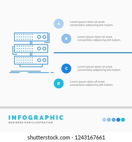 server, storage, rack, database, data Infographics Template for Website and Presentation. Line Blue icon infographic style vector illustration