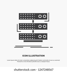 server, storage, rack, database, data Icon. glyph vector gray symbol for UI and UX, website or mobile application