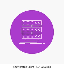 server, storage, rack, database, data White Line Icon in Circle background. vector icon illustration