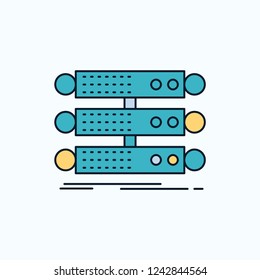 server, structure, rack, database, data Flat Icon. green and Yellow sign and symbols for website and Mobile appliation. vector illustration