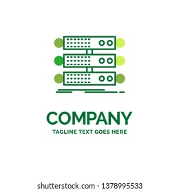 server, structure, rack, database, data Flat Business Logo template. Creative Green Brand Name Design.
