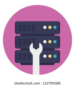 Server symbol and a spanner symbolising server maintenance