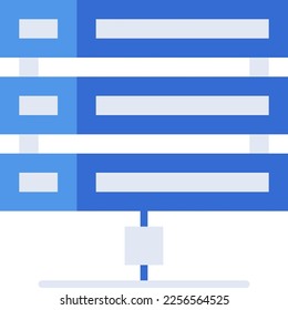 Icono de tecnología de servidor con estilo duotónico azul. Computación, diagrama, descarga, archivo, carpeta, gráfico, laptop. Ilustración del vector