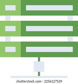 Server technology icon with green duotone style. Computing, diagram, download, file, folder, graph, laptop . Vector illustration