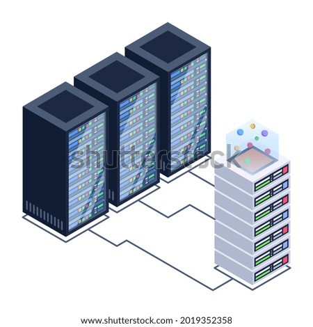 A server technology icon in isometric design