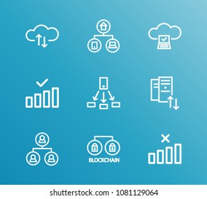 Server technology icon set and cloud computing with cloud storage, internet connection and internet of things. Company related server technology icon vector for web UI logo design.