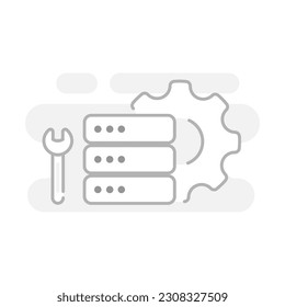 server under maintenance and repair concept illustration linear design vector eps10. simple and modern graphic element for landing page, empty state ui, infographic, icon