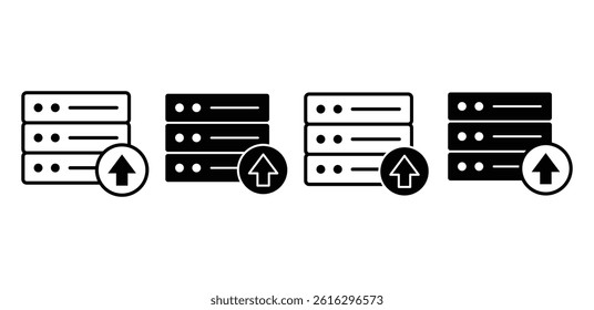 Server Upload Icon Black and White Minimalist Vector Illustration Design